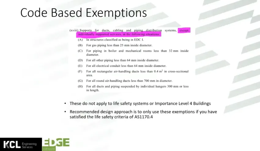 Webinar slide: code-based exemptions