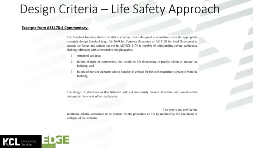 Webinar slide: life safety design approach