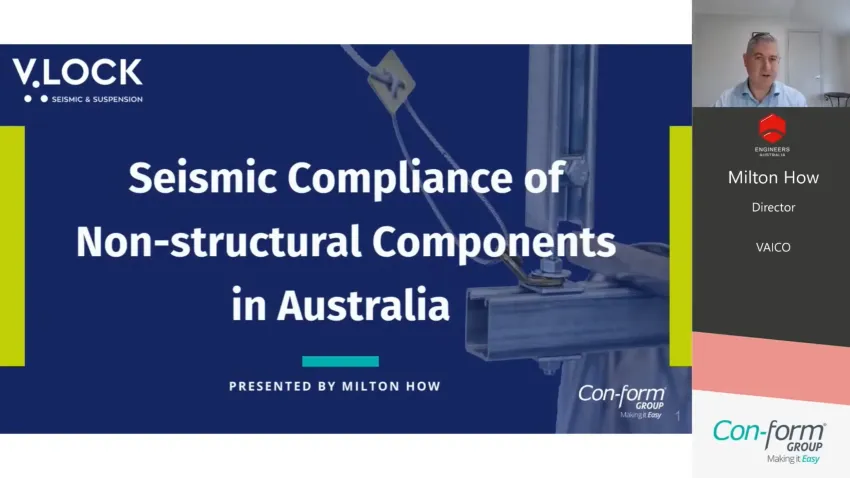 Webinar slide: Milton How of Vaico on seismic compliance in Australia