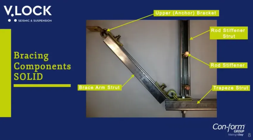 Webinar slide: cable bracing on cable tray and ducting