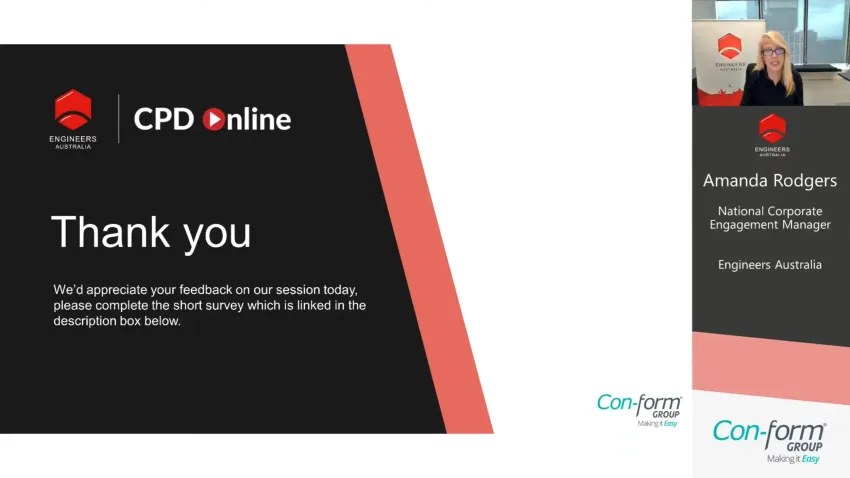 Webinar slide: thank you from Engineers Australia