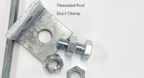Traditional suspension: threaded rod, brackets and cut steel