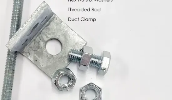 Traditional suspension: threaded rod, brackets and cut steel